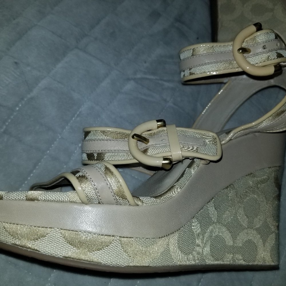 NEW Coach Monagram Wedge Sandals/Shoes